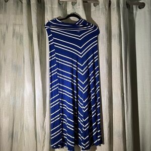 Blue and White Striped Maxi Skirt